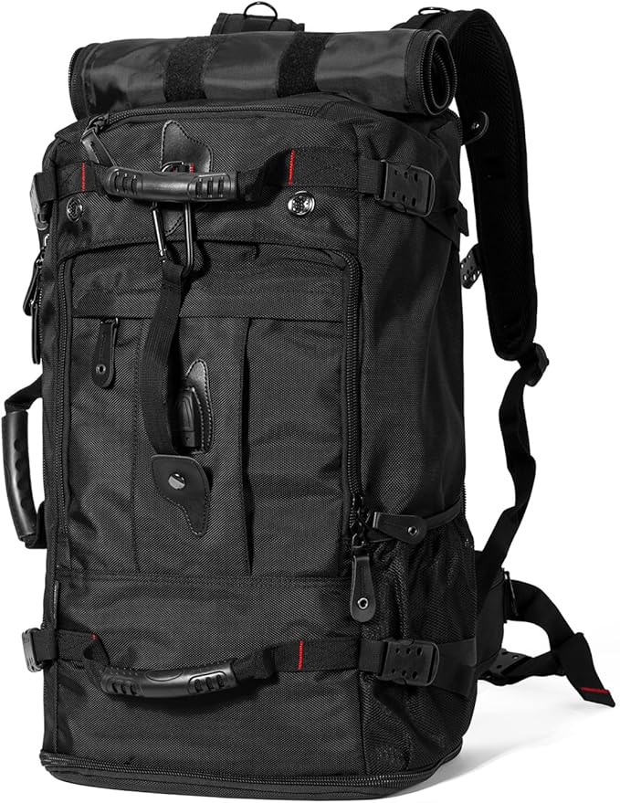 YOUMIAN Large Capacity For Travel Hiking Sports Carry On Backpack Durable Convertible Duffle Bag Laptop airplane (BLack 45L-Normal)