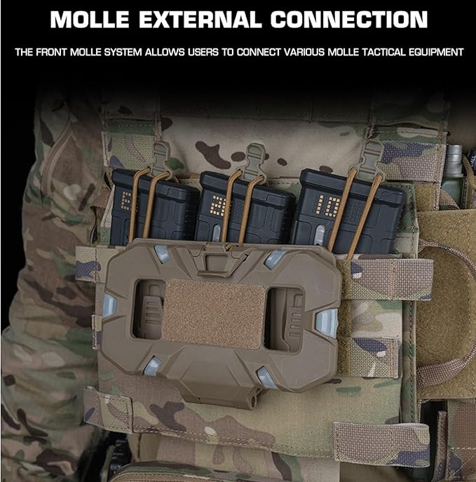 Tactical MOLLE Chest Rig with Triple M4 Mag Pouch Bungee Retention Camo Plate Carrier Accessories for Tactical Gear