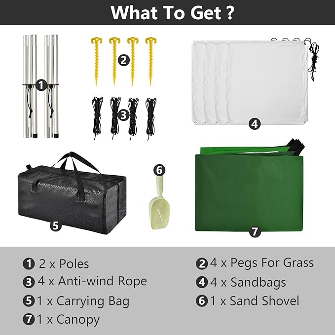 Green Gradient Stable Beach Tent UPF50+ Waterproof Sun Shelter with Sand Shovel for Family Trips Picnics &amp Camping
