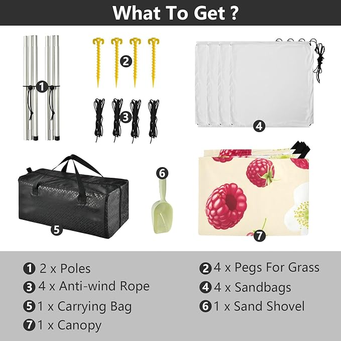 xigua Raspberry Beach Tent Sun Shelter with Carrying Bag - Silver Coated Oxford Fabric Beach Canopy for Beach Camping Fishing - Includes Windproof Ropes Sandbags &amp Stakes