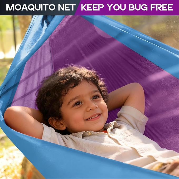 Camping Hammock Mosquito NetDouble &amp Single Portable Hammocks for Kids Hammocks with 2 Tree StrapsHammock Tent for Travel CampingCamping Accessories for Indoor Outdoor Hiking Backpacking