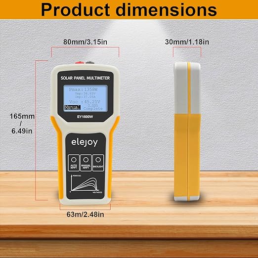 Upgrade 1600W Solar Panel Portatil Smart Tester Auto/Manual MPPT Photovoltaic Panel Multimeter Testing Power Meter Tool with LCD Display Backlight for PV