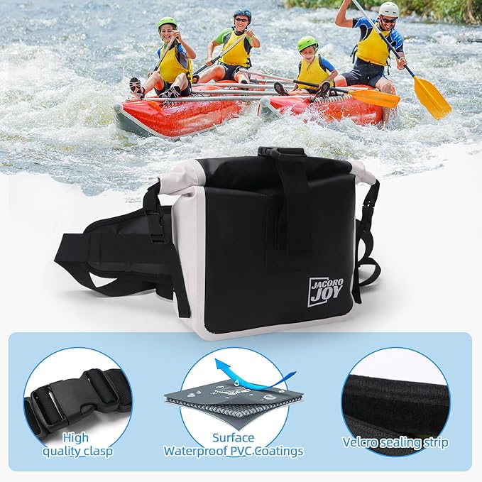 Waterproof Fanny Pack Floating Dry Bag Pouch with Adjustable Waist Strap Large Capacity Waterproof Waist Bag for Kayaking Boating Fishing Cycling Beach (Black)