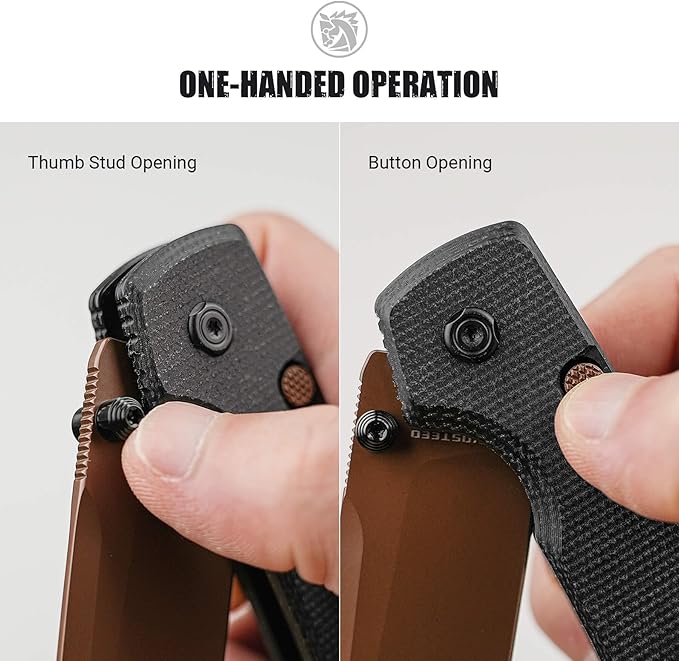 Vosteed Raccoon2.0 Bowie EDC Pocket Knife - 3.25 14C28N Copper Dune Bowie Blade - Top Liner Lock Black Micarta Handle - Camping Surviving Knives - A2926