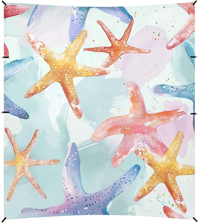 ALAZA Colorful Starfish Seamless Beach Tent Sun Shelter Portable Canopy Sunshade for Outdoor Camping Picnics Backyard Fun 10x9 ft