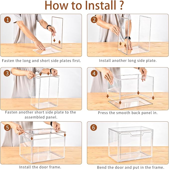 Freebat Stackable Storage Bins Clear Acrylic Display Case 9-Pack Acrylic Boxes with Lids Clear Storage Containers Storage for Handbags Collectibles &amp Figures