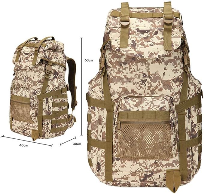 Outdoor Sports Pack Hiking Bag Tactical Rucksack Camo Knapsack Combat Camouflage Tactical Molle 50L Backpack - Russian Camo