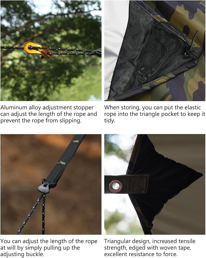 Ultralight Tarp 14ft Hammock Rain Fly Lightweight Waterproof Camping Tent Tarp with Doors Bushcraft Tarp Shelter for Backpacking Hiking Camping