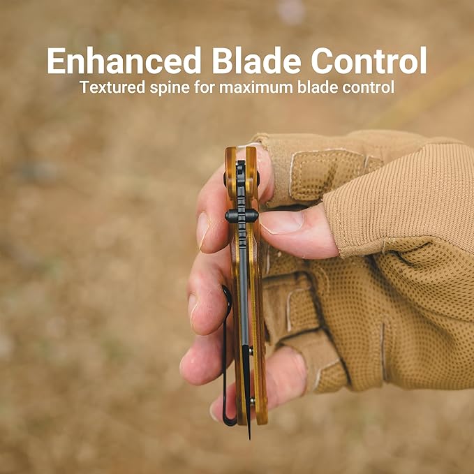 CJRB Pyrite-Light Folding Knife 3.34'' AR-RPM9 Steel Blade Pocket Knife with Clip for Men Women Sharp EDC Knife for Camping Survival Hiking J1945 Amber