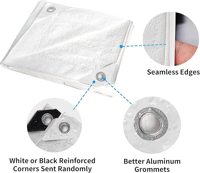 TARPAL 10x20 Feet White Tarp Waterproof Multipurpose Protective Cover All Purpose Outdoor Poly Tarps Cover for Shed Camping FarmFirewood BoatOutdoor Furniture Roof Waterproofing