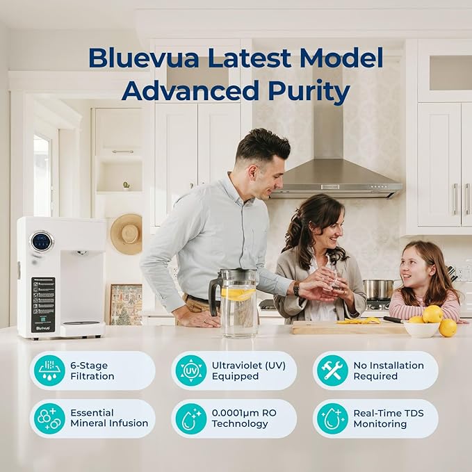Bluevua RO100ROPOT Countertop Reverse Osmosis Water Filter System Portable RO Filtration with Remineralization No Installation WQA Certified - ROPOT-UV 6-Stage RO