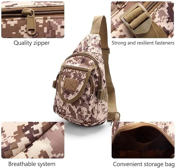 Tactical Backpack Waterproof Military Cross-body Sling Shoulder Backpack Chest Bag for Outdoor Every Day Carry (Black)
