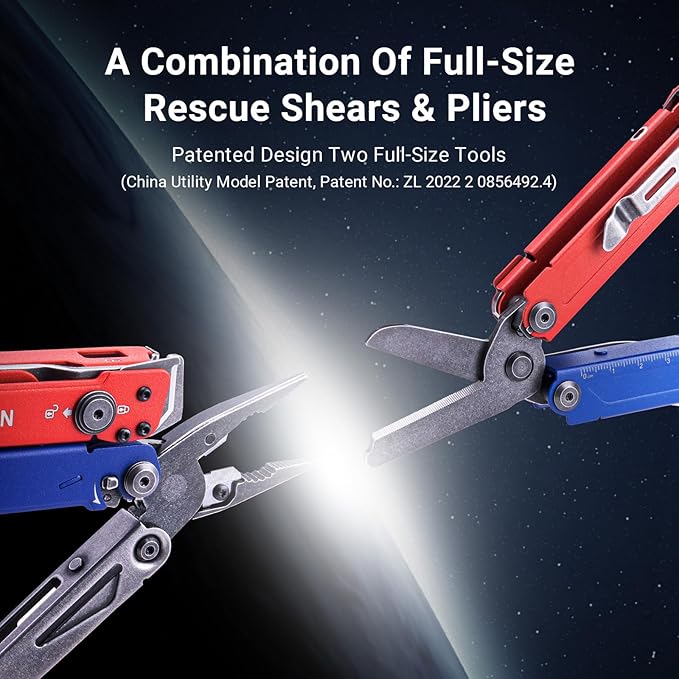 NEXTORCH PIONEER MT20 15-IN-1 Multi-tools Full-SizeVersatile Multi-tool Set with Scissors Needle Nose Pliers Pocket Clip Multi-tool (with Glass-breaker and Cuff key)