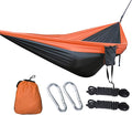 Single Camping Hammock Portable Indoor Outdoor Tree Hammock with 2 Hanging RopesLightweight Nylon Parachute Hammocks for Backpacking Travel(Grey/Pink)