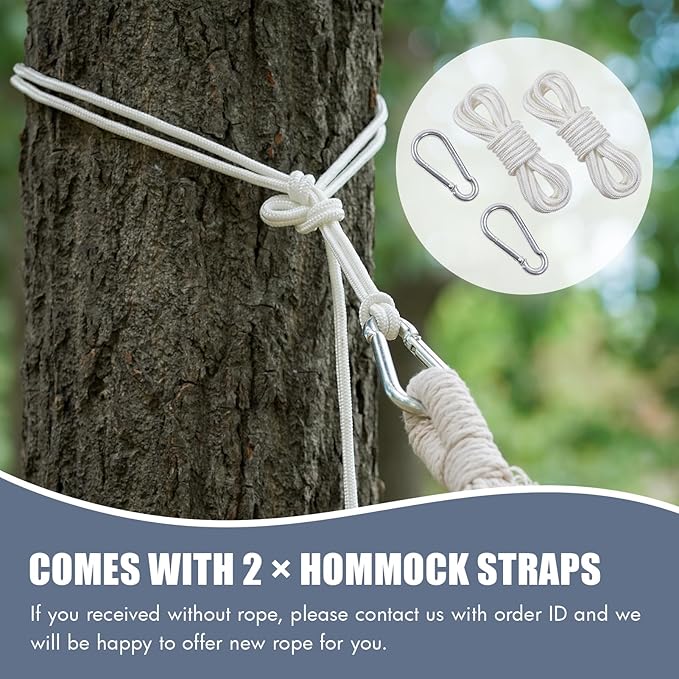 INNO STAGE Brazilian Hammock with Tree Straps - Cotton Hammocks Portable Hammock with Carry Bag for Backyard Porch Outdoor and Indoor Use
