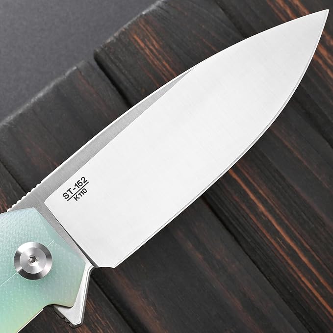 Sitivien ST152 Folding KnifeK110(D2) Steel Blade with G10 Handle EDC Tool Knife for Outdoor CampingHikingFishing(Jade)