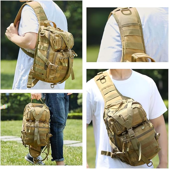 Outdoor Tactical Sling Bag Pack Military Sport Pack Sling Shoulder Backpack Molle Assault Range Bag (ACU)