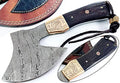 Dessi Handmade Damascus Steel Axe Hatchet Wenge Wood Handle Brass Engraved Bolster Leather Sheath Camping Bushcraft EDC Tomahawk Gift Men SM45