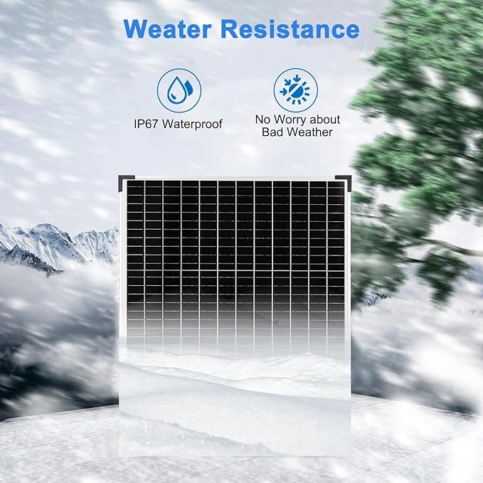 TBER 50W/12V Solar Panel Kit with 10A Charge Controller Monocrystalline Solar Battery Trickle Charger Maintainer for Automotive Motorcycle Boat Marine RV Camping RV Farm Other Off-Grid Applications