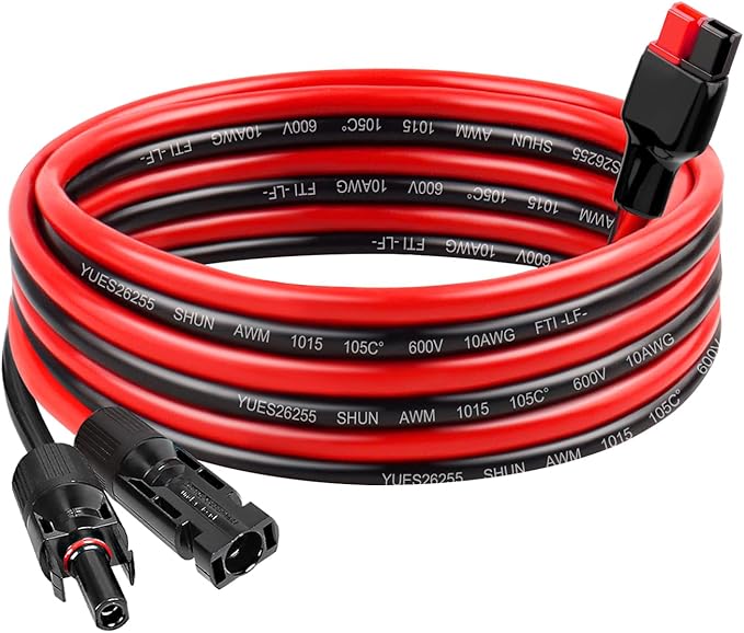 MOOKEERF 10AWG Solar Panel Cable to Anderson Connector - 10FT Solar Extension Cable with Anderson -Style Connector for Portable Power Station Solar Panel Solar Generator