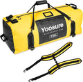Airtight Zipper Waterproof Duffel Bag 110L- 700D PVC Dry Bag Extra Large Dry Bags with Straps&ampHandles for Camping Boating Kayaking Rafting Canoeing Gym Beach Car Roof Storage (Yellow)
