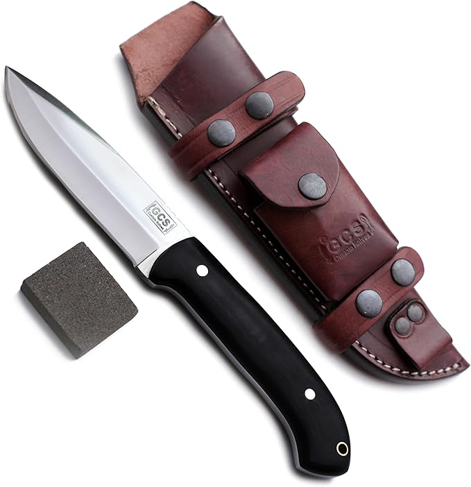 GCS Handmade Micarta Handle D2 Tool Steel Tactical Hunting Knife with leather sheath Full tang blade designed for Hunting &amp EDC GCS 6