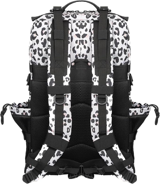 55L Military Tactical Backpack - Bug Out Bag with MOLLE System for Hiking(Leopard print color)