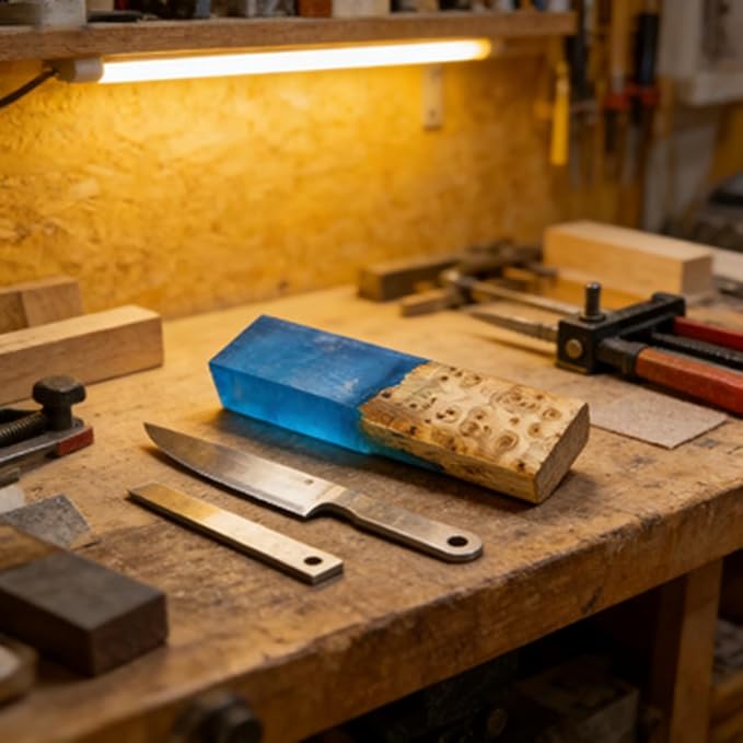 Chef Knife Handle Blank Material 2pcs DIY Handmade Resin and Wood Materials Carpenter Enthusiast