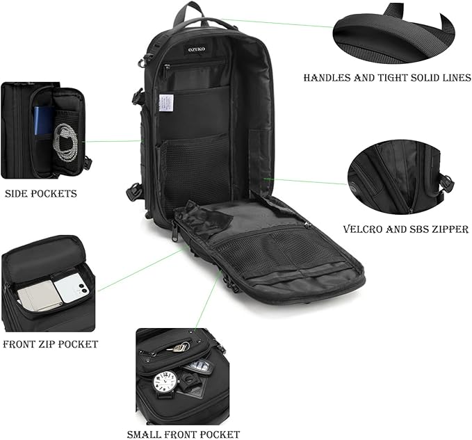 OZUKO Small Tactical Sling Bag for MenVersatile Sling Backpack with Tactical Features and Durable Construction (black)