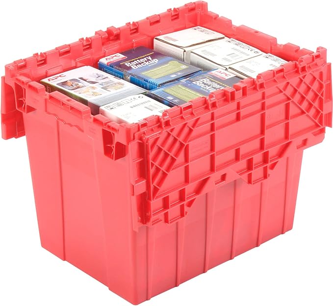 Global Industrial Distribution Container With Hinged Lid 21-7/8x15-1/4x17-1/4 Red