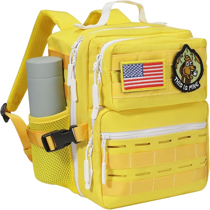 9L Mini Tactical Backpack for Men WomenSmall Military Tactical Backpack for SportGymHikingTravelCamping (Yellow)