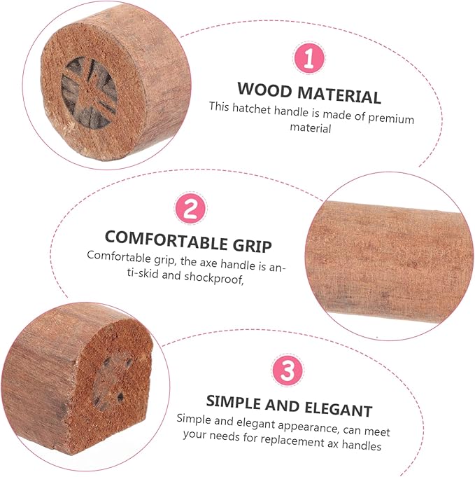 2Pcs Wooden Hatchet Handle Replacement Durable Camp Ax Handle Skid Grip Shockproof Design for Broad Axe Easy Installation Reliable Outdoor Tool