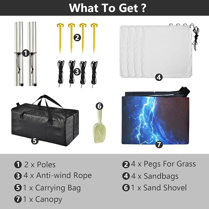 ALAZA Lightning Basketball Beach Tent Sun Shelter Portable Canopy Sunshade for Outdoor Camping Picnics Backyard Fun 10x9 ft
