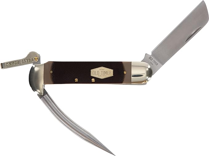Old Timer 735OT Mariner 6.9in Leverlock Folding Sailor’s Pocket Knife with High Carbon Stainless Steel Marlin’s Spike Sheepsfoot Blade and Large Lanyard Loop for EDC Seamen Sailing and Outdoors