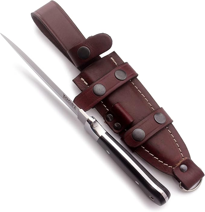 GCS Handmade Handle D2 Tool Steel Tactical knife Hunting Knife Camp Knife with leather sheath Full tang blade designed for Hunting &amp EDC GCS 314