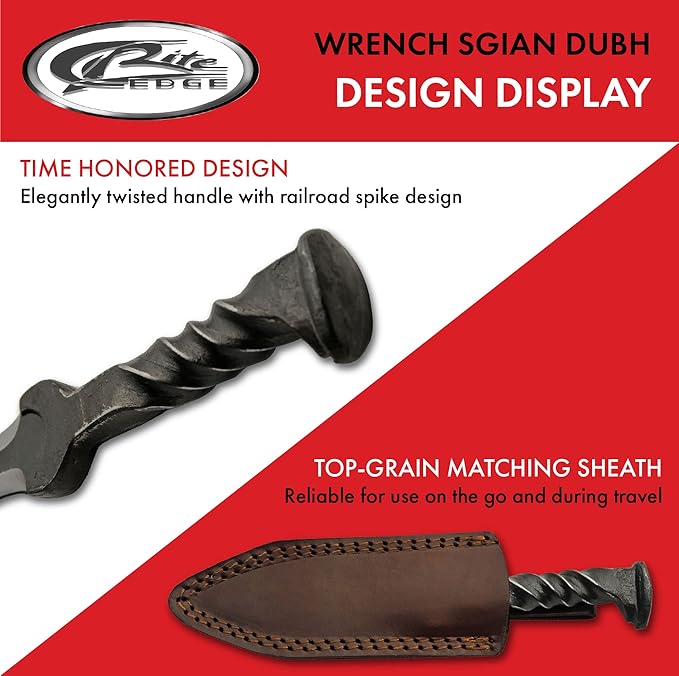 9.5 Hand Forged Carbon Steel Railroad Spike Medieval Twisted Handle Dagger with Sheath Gray