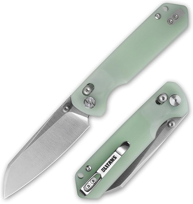 G062 Folding Knife for EDC 14C28N Steel Blade Pocket knife Crossbar Lock Knife for Outdoor Survival Hunting and Camping 3.53oz(Nature Green+Satin)