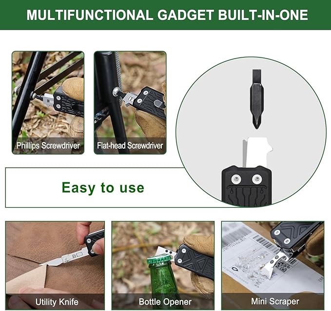 NexTool Pocket Tool E1 Pocket Knife Multi-Tool with Replaceable Folding Utility Knife Dual Head Screwdriver and Scissors Mini Multitool for EDC Carry Engraving Cutting and Repair Small Multitool