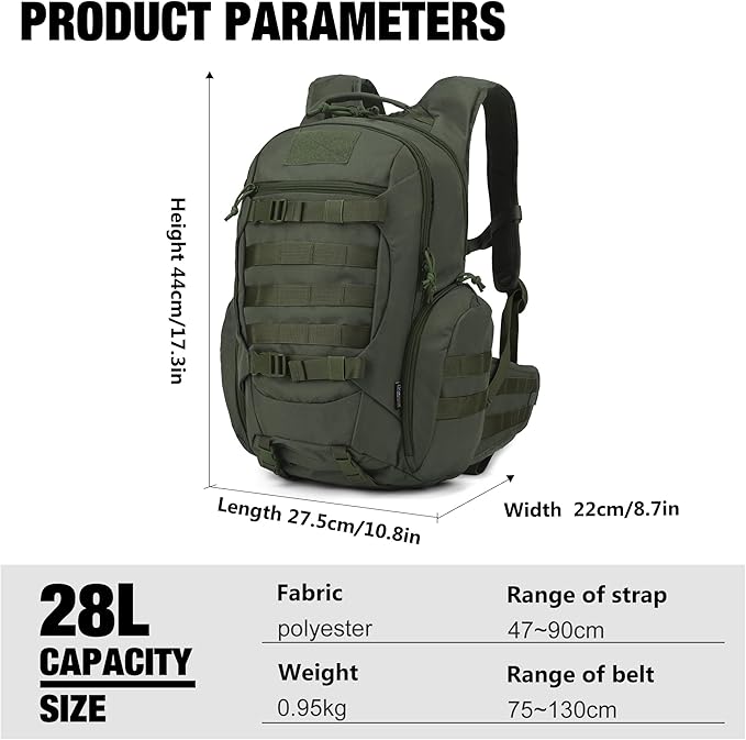 Mardingtop Tactical Molle Backpack for Men- 18L/28L EDC Hiking &amp Motorcycle Backpack