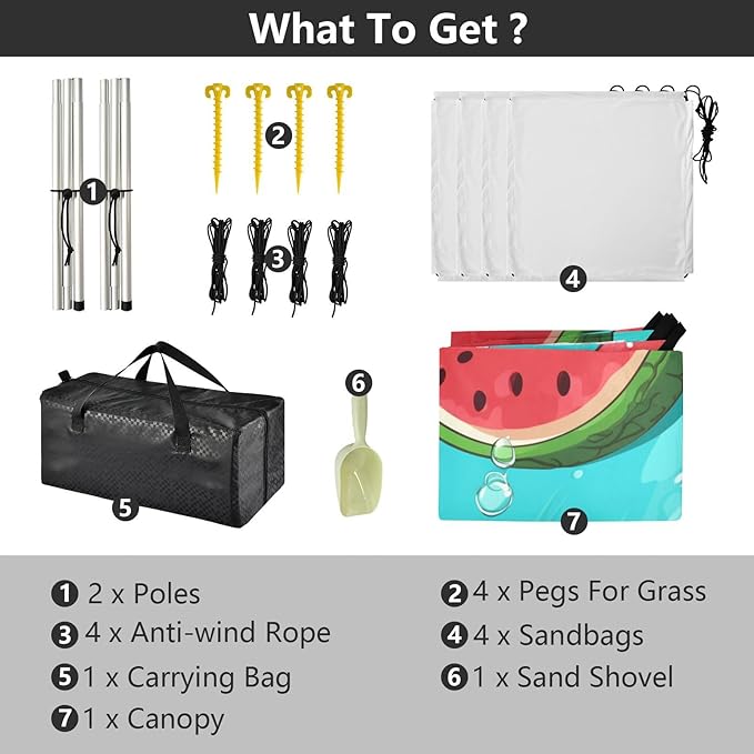 ALAZA Watermelon Watercolor Beach Tent Sun Shelter Portable Canopy Sunshade for Outdoor Camping Picnics Backyard Fun 10x9 ft