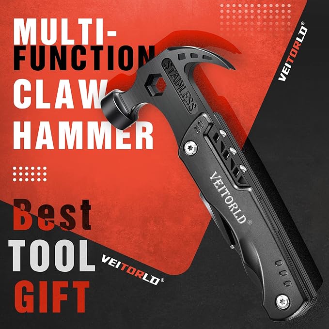 VEITORLD Gifts for Men Dad Him Fathers Day Unique Anniversary Birthday Gifts Idea for Men Him Husband Boyfriend All in One Tools Hammer Multitool Camping Hunting Hiking Presents Cool Gadgets