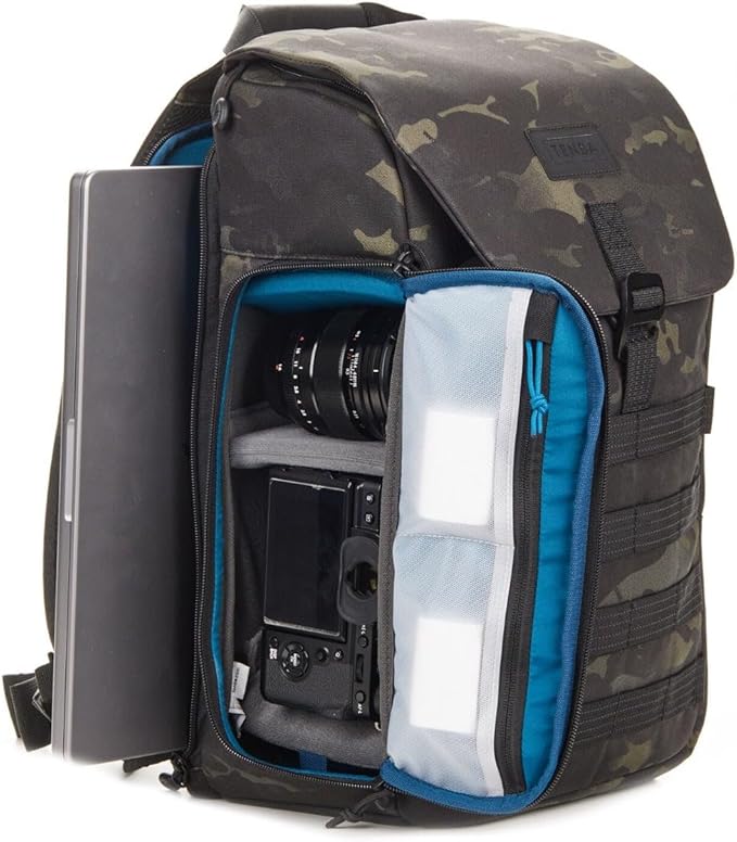 Tenba Axis v2 18L LT Camera Backpack for DSLR and Mirrorless cameras and lenses plus a 14-inch laptop – MultiCam Black (637-767)