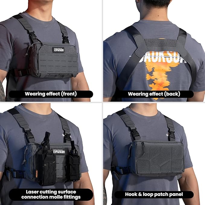 EXCELLENT ELITE SPANKER Tactical Chest Rig Pack EDC Chest Bag Molle Utility Chest Pouch for Outdoor Hunting Workouts Hiking
