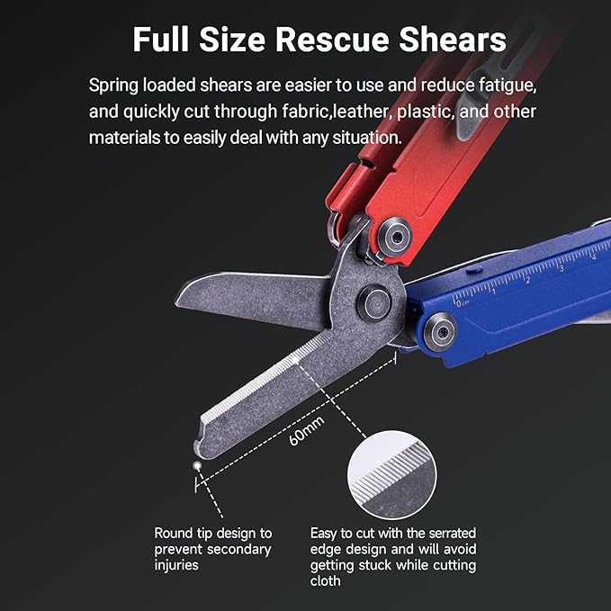 NEXTORCH PIONEER MT20 15-IN-1 Multi-tools Full-SizeVersatile Multi-tool Set with Scissors Needle Nose Pliers Pocket Clip Multi-tool (with Glass-breaker and Cuff key)