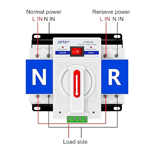 JOTTAELE ATSDual Power Automatic Transfer Switch 63A 220V 50/60HzChangeover Switch for Generator (CB-2P 63A 220V)