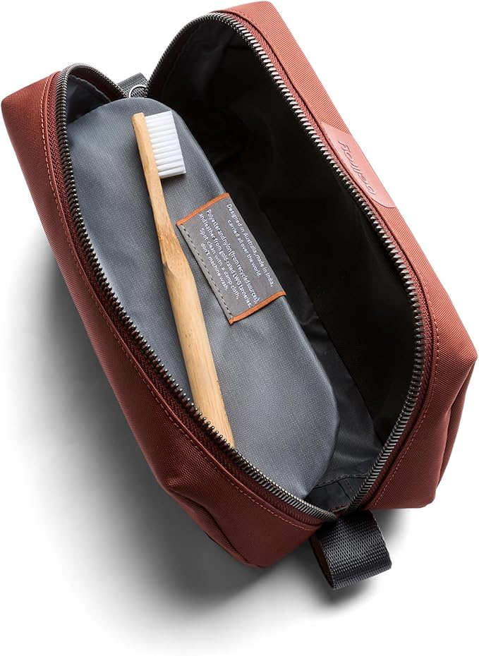 Bellroy Toiletry Kit (Unisex Toiletry Bag Zipper Closure Water-Resistant Lining Toothbrush Sleeve with Magnetic Closure Internal Mesh Pocket Organization) -Bronze