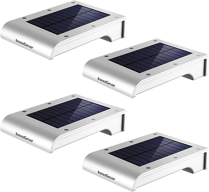 InnoGear Gutter Lights 24 LEDs Outdoor Solar Lighting Wall Mount Motion Sensor for Security IP65 Waterproof for Yard Porch Patio Pack of 4