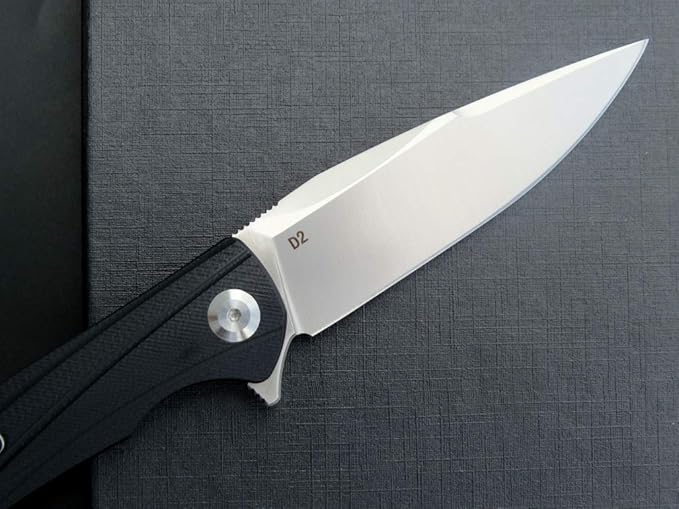 Eafengrow EF957 Folding Knife D2 Steel Blade G10 Handle with Pocket Clip Reliable Locking Mechanism EDC Flipper Knife for Camping Hiking(Black)