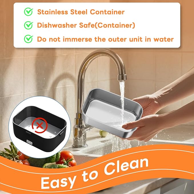 DUPASU Electric Lunch Box Food Warmer: 100W Heated Lunch Box for Adults 1.8L Portable Fast Heating Lunchbox Food Heater for Car Truck Work Travel Lonchera Elctrica Porttil 12/24V/110-230V (Black)