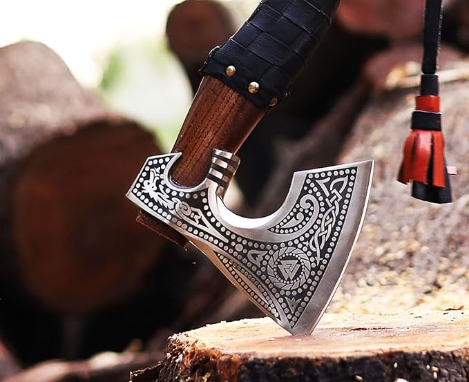 Handmade 17 Viking Axe with Sheath - Norse Medieval Axe | Nordic Style Hatchet | Decorative Collectible | Viking Gift for him | Birthday Anniversary Christmas (EBX-02)